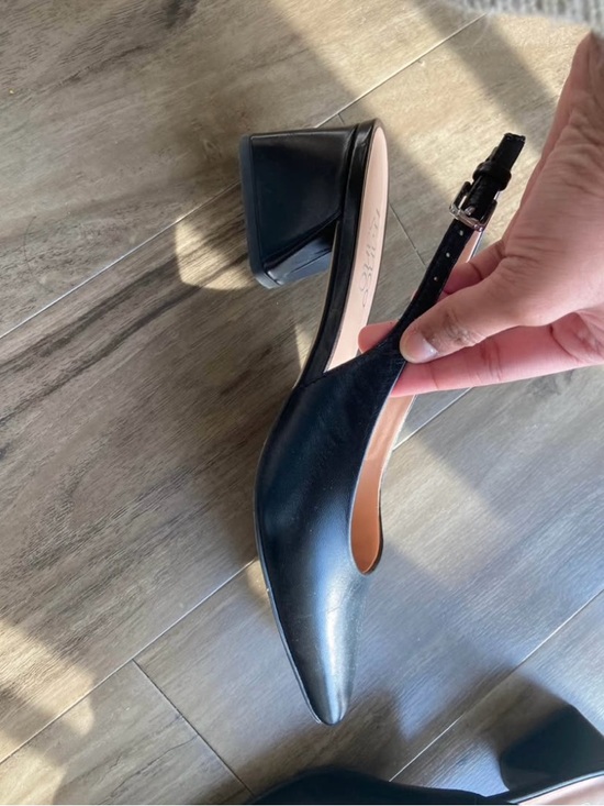 Franco Sarto Black Slingback Low Block Heel Pumps - Picture 3 of 4